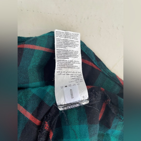 Green/Black/Orange Plaid Bell Sleeve Love & Legend Button Down Top - Picture 9 of 10